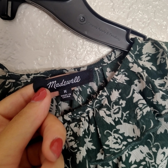 Madewell Ruffle-Neck Tiered Midi Dress in Forest Leaves romantic floral forest M - Picture 5 of 9